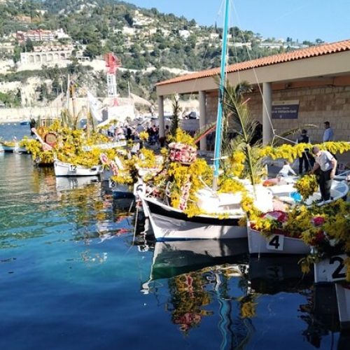 The annual Battle of Flowers in Villefranche-sur-Mer